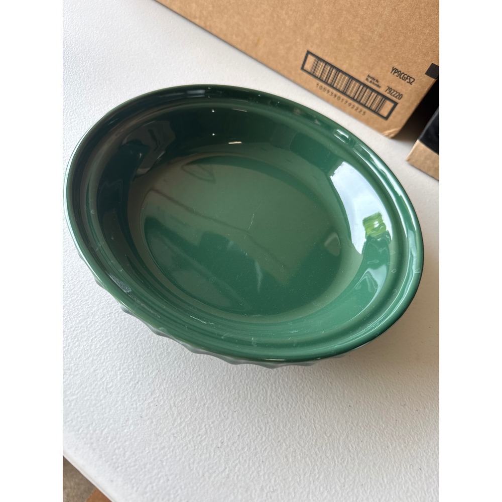 Longaberger Pottery Woven Traditions 10 Inch Deep Pie Dish Hunter Green USA